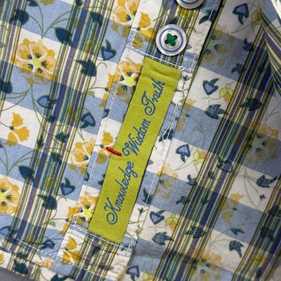 Robert Graham Freshly Laundered Shirt Mens Blue Yellow Floral Plaid Cotton XL - Picture 7 of 12